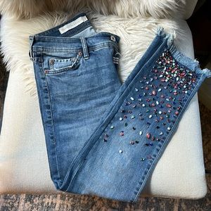 Pilcro crop rhinestone jean size 27
